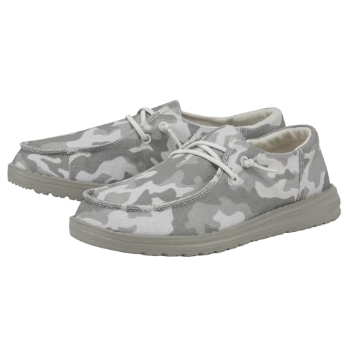 Image of HEYDUDE Women's Wendy Funk Cloud Camo Size 9 | Women's Shoes | Women's Lace Up Loafers | Comfortable & Light-Weight
