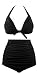 Angerella Vintage High Waisted Two Piece Swimwear Bathing Suits, US12-14, Tag Size 3XL, Black