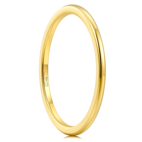 Image of King Will Men's Women's Tungsten Carbide Ring 24k Gold Plated Rose Gold Plated Domed Polished Finish Wedding Band