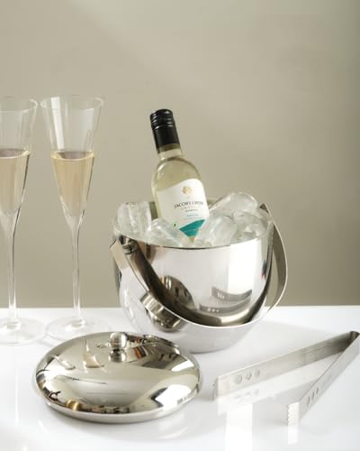 Image of Car-O-Bar Bar kit | Bar Set for Home - Bartender Kit :Cocktail Shaker, Bar Spoon, Jigger, Muddler, Strainer, Wine & Beer Bottle Opener, 2 Pour Spouts, Tong (with Ice Bucket)