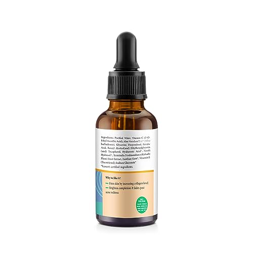 Image of Lass Natural 20% Vitamin C Skin Care Serum | Dark Spots | Reduces Pigmentation | Boosts Collagen | Brightening and Nourishing Skin | Suitable For All Skin Types | 30ml
