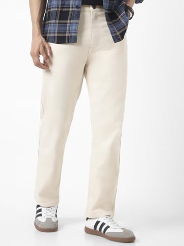 Urbano Fashion Men Mid Rise Straight Fit Washed Jeans Ecru - Image 3