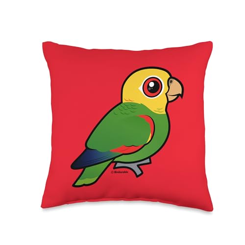 Cute Cartoon Yellow-headed Amazon Parrot Birdorable Bird Throw Pillow