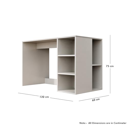 Image of Bniture Wooden Study Table for Home with Bottom Storage | Engineered Wood Study Table with Book Shelf | Multi Purpose Computer Desk for Writing | Laptop Table for Office & Home | Frosty White