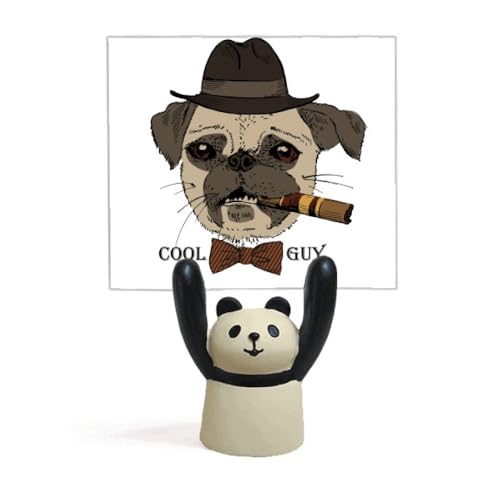 Porte-mémo panda et chien fumé : pince robuste pour bureau