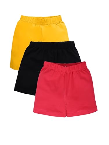 Image of KiddoPanti Girls Cycling Shorts Pack of 3 | Soft & Stretchy Cotton Spandex | Comfortable Fit with Elastic Waistband | Solid Colors Half Tights for Girls Inners