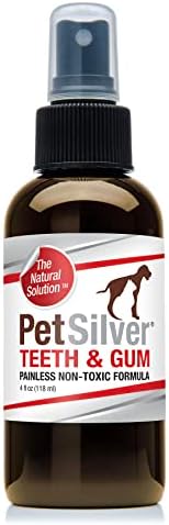 PetSilver Teeth & Gum Spray for Dogs & Cats, Eliminate Bad Breath, Natural Pet Dental Care Solution, Targets Tartar & Plaque, Clean Teeth Without Brushing, Easy to Apply, Chelated Silver, 4 fl oz