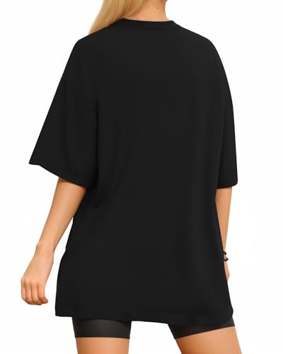 MANGOPOP Women's Oversized T Shirts Short Sleeve Crewneck Loose Fit Tops Summer Basic Tee4