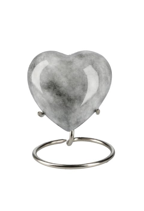 Petite urne cinéraire cœur gris Elegance pour garder un souvenir éternel tout près de vous