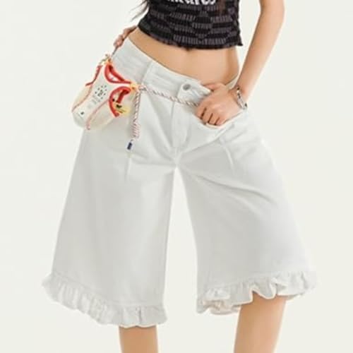 VCM Cropped Jeans for Women Low Waist Loose Straight Leg Jorts Y2K Casual Denim Pants Grunge Clothes Harajuku Streetwear3