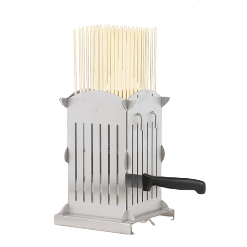 49 Holes Kebab Maker Box Stainless Steel Meat Skewer Machine Quick BBQ Kabob Maker Cutter Easy to Disassemble Durable & Dishwasher Safe for Home and Commercial Use (Excluding Knives)