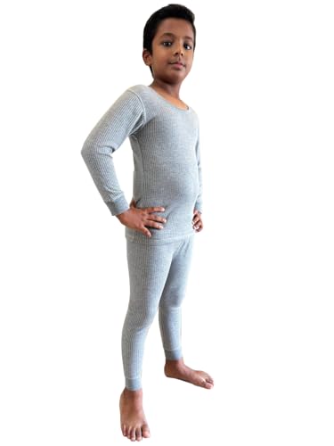 Image of HAP Boys Full Sleeves Light Grey Thermal Top & Pajama Set (Pack of 1) Winter Inners
