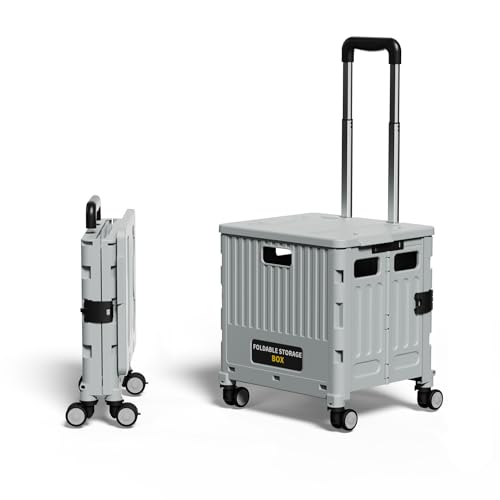 Gorocking ショッピングカート 折りたたみ ストッパー付き 静音キャスター 3色 買い物カート (グレー, S (4輪))