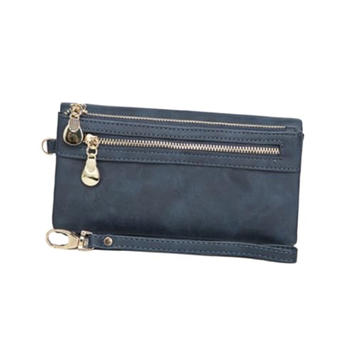 Leather Billfold Wallet for Women Dark Blue Multipurpose Handbag for Daily Use for School Work and Shopping for Coins Keys and Receipts