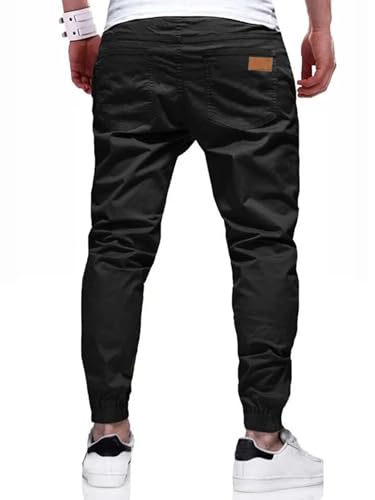 PLEPAN Mens Casual Cargo Joggers - Cotton Drawstring Chino Pants Hiking Outdoor Twill Track Jogging Sweatpants2