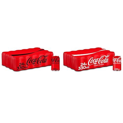 Coca-Cola Zero Azúcar, Refresco de Cola sin Azúcar, sin Calorías - Pack 24 Latas 330 ml + Coca-Cola Sabor Original - Refresco de cola - Pack de 24 Latas 330 ml