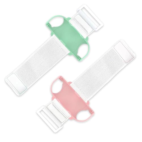 PYEUIFT 2 Stücke Armbänder für Just Dance 2025 2024 2023 2022 2021 für Zumba Burn It Up - Bänder für Erwachsene und Kinder,Verstellbarer Elastischer Armband für OLED Tanzspiele(rosa grün)