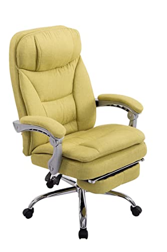 TPFLiving Silla de oficina XL Troja de tela con respaldo cómodo, silla de escritorio, silla giratoria, silla ejecutiva XXL, silla de conferencia, estructura: metal cromado - verde
