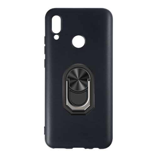 UOGNADGD Funda Flexible + Soporte para Dedo Compatible con Huawei P Smart 2019 Funda Antigolpes para Teléfono con Soporte Magnético Estilo Mecanizado (Negro + Negro)