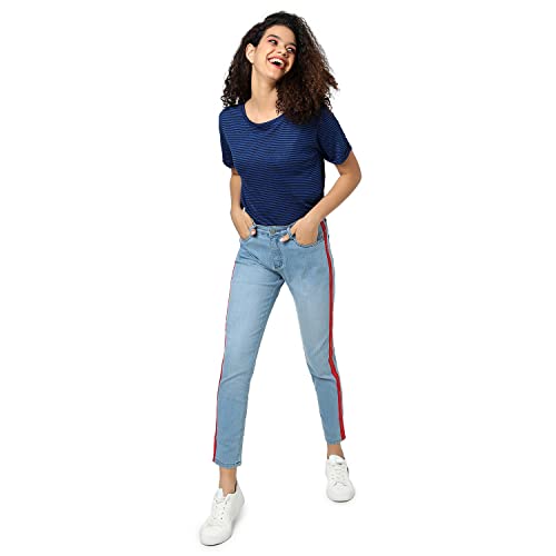 Image of PINACOLADA Women Side Striped Stylish Denim Jeans