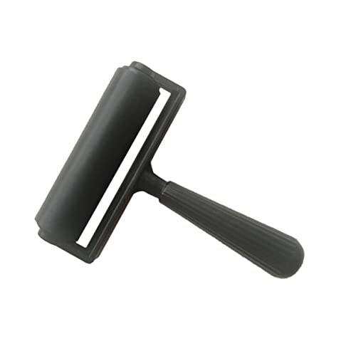 TEHAUX 10cm Black Printmaking Rubber Roller Brayer for Craft and Stamping, Relief Printing Tool for Artists and Printmakers