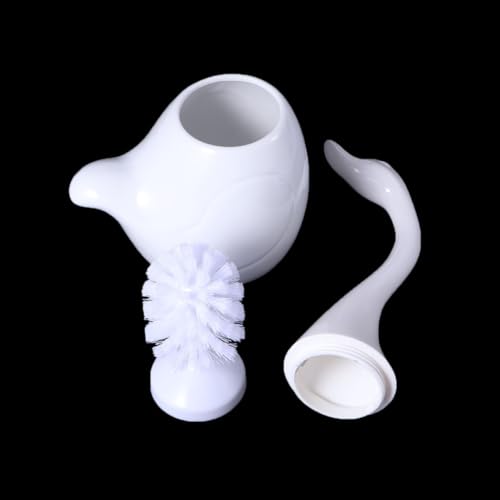 Brosse compacte de cygne KICHOUSE avec support blanc pour toilettes chic