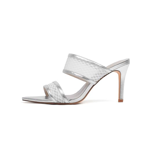 Image of vivianly Clear Pointed Toe Heels Sandals Transparent Strap Stiletto High Heels Slip on Mules for Women