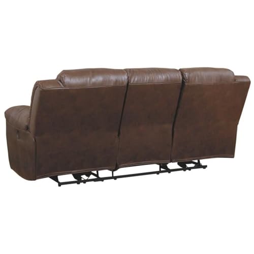 Image of Signature Design by Ashley Stoneland Faux Leather Power Reclining Sofa, Dark Brown