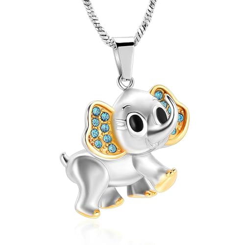 Collier pour cendres éléphant en acier inoxydable et cristal pour homme et femme