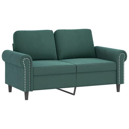 vidaXL Sofagarnitur 4-TLG., Sessel Couch mit Kissen Fußhocker, Sofa Wohnzimmersofa mit Armlehnen, Couchgarnitur Designsofa Sitzmöbel Polstermöbel, Dunkelgrün Samt – Bild 5