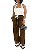Photo Gallery nimsruc pantaloni della tuta a gamba larga da donna a vita alta con coulisse casual pantaloni lunghi larghi con tasche, 8122-borwn, l Photo Gallery nimsruc pantaloni della tuta a gamba larga da donna a vita alta con coulisse casual pantaloni lunghi larghi con tasche, 8122-borwn, l