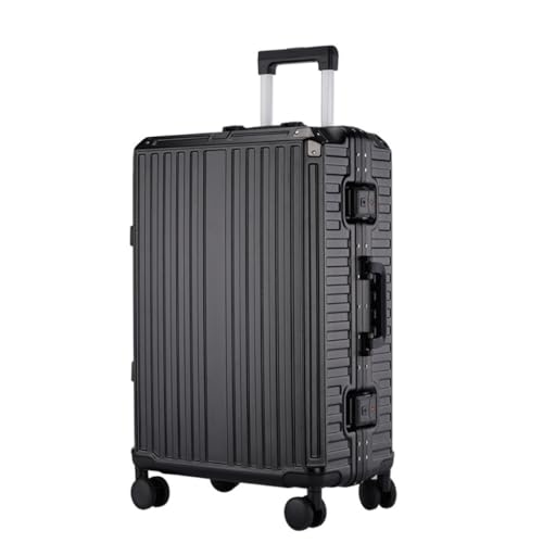 PANKERS Suitcase Aluminum Frame Trolley Case, Large Capacity And Durable 22-inch Universal Wheel Travel Check-in Password Box Suitcases, Black