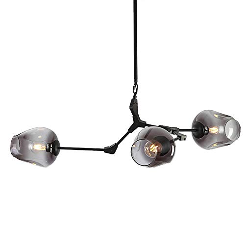 LRUII E27 Sputnik Chandelier Modern Chandelier Mid Century During Lighting Adjustable Ceiling Light Fixture for y Bar Kitchen Dining Room-Gradient Smoke Gray lampshade 3 Head