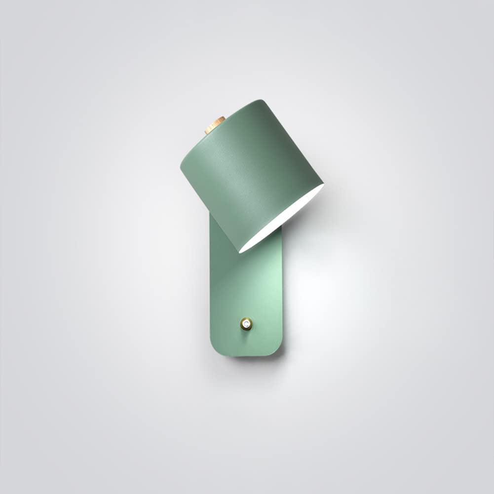 HELCEKOU Modern 12W LED Wall Light 3000K Warm White Rotatable Metal Sconce Decorative Indoor Lamp for Living Room Bedroom Hallway & Stairs - Green Finish