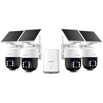 SOLIOM Security Cameras Wireless Outdoor,4K Ultra HD for Day and Night, No Subscription,Built in Radar,Solar Powered Cameras for Home Security, 360° Pan Tilt Auto Tracking,5G & 2.4G WiFi, 4-Cam Kit