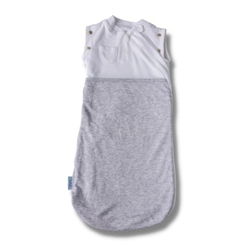 VABY - Baby Schlafsack für Neugeborene, 2 in 1, Oeko-TEX®, Pucksack aus Baumwolle und Bambus, mit Reißverschluss, Neugeborenen Schlafsack, Junge und Mädchen, 1.0 TOG (Grau Melange) Cover
