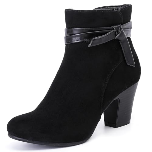 Ruiee Women's Ankle Boots Low Chunky Heeled Ladies Booties Slouch...