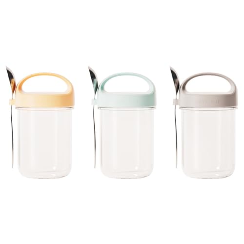 Hemompito Overnight Oats Containers With Lids, Glass Oats Jars, 14oz Portable Yogurt Containers, Leakproof For Office, Workout, Picnic-3 Pack