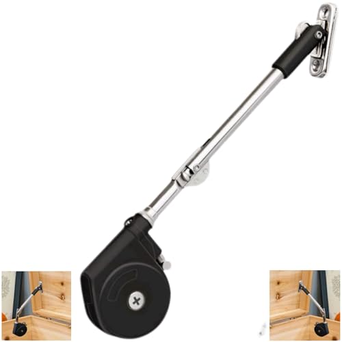 Toy Box Hinges Soft Close - Chest Hinge Lid Stay 105 Degree Open with Soft Close, Lid Support for Toy Box and Upward Top-Opening Flap Doors (Black 1 Pack)