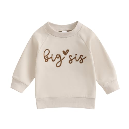 Baby Girl/Boy Winter Clothes Fall Infant Onesie Sweatshirt Romper Sister Brother Newborn Matching Outfit Sets (Bigger Sister Toddler Shirts,18-24 Months)