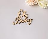 10pcs of Oh Baby Mason Jar Tags,Oh Baby Hanging Gift Tag for Baby Shower Decorations & Gender Reveal Parties (Natural Wood)