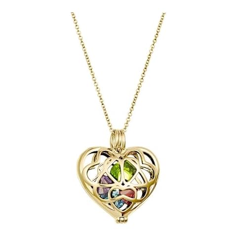 EVE'S ADDICTION Custom Gold Plated Simulated Birthstone Heart Locket, 16" chain - Personalized Birthstone Necklace for Women - Heart Jewelry - Mother's Necklace - Gifts for Mom Cover