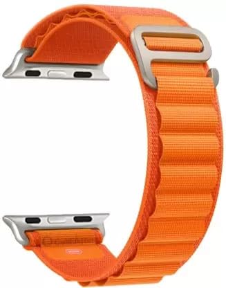 GEO SPORTS Alpine Loop Nylon Bands/Straps Compatible with Watch 49mm 45mm 44mm 42mm Men & Women, Adjustable Strap with Metal G-Hook Premium Strap in orange for iWatch Ultra Series SE 8 7 6 5 4 3 2 1