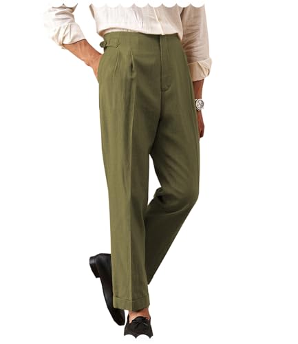 Men's Casual Linen Pants Beach Summer Pant Lightweight Linen Trousers Suit Pants