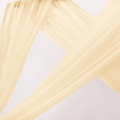 Image of MLMC Champagne Wedding Arch Draping Fabric 2 Panels 29 inch x 20 FT Extra Long Gauze Drapes Sheer Backdrop Curtains 6.6 Yards Outdoor Drapery Panels for Wedding Baby Shower Party Ceiling Decoration
