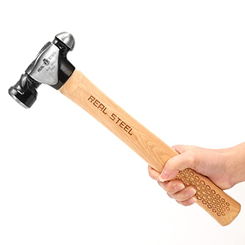 Real Steel 0405 Ball Peen Hammer With Genuine Hickory Wood Handle Forged Steel Head Ball Pein Hammer, 24 Ounce #TOP3