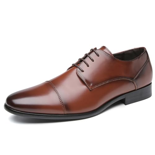 YZABEL Men's Dress Shoes Faux Patent Leather Oxford Dress Shoes Classic Lace-up Formal Oxford Business Work Dress Shoes