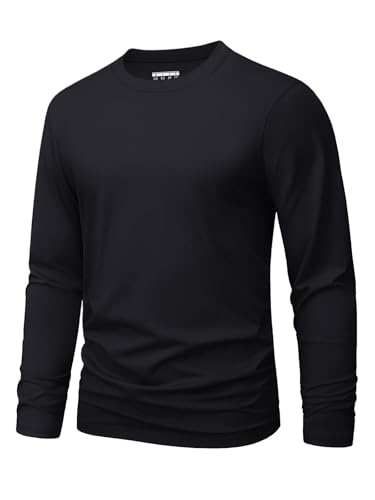 MAGNIVIT Men's Shirts Long Sleeve Cotton T-Shirt Crew Neck Midweight Tees Classic Basic Casual Tops Plain Soft Shirt