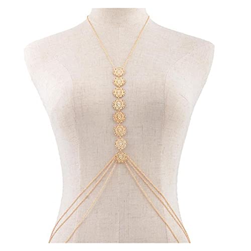 Catena per Il Corpo Sexy Collana a Catena per Il Corpo delle Donne Sexy Catena per Bikini in Oro Collana per Imbracatura per Gioielli da Spiaggia Accessori per Gioielli per Il Corpo Posteriore Etnico