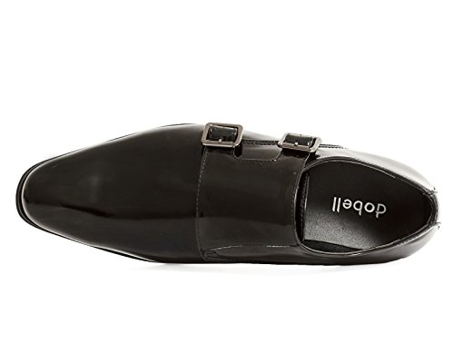 Dobell Mens Black Double Monk Dress Shoes Patent-11 - Image 2